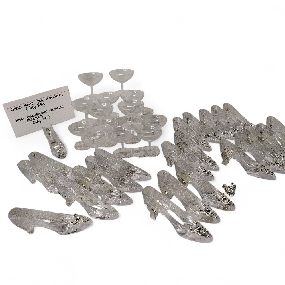 Shoe Name Tag Holders & Mini Champagne Glasses Party Decorations